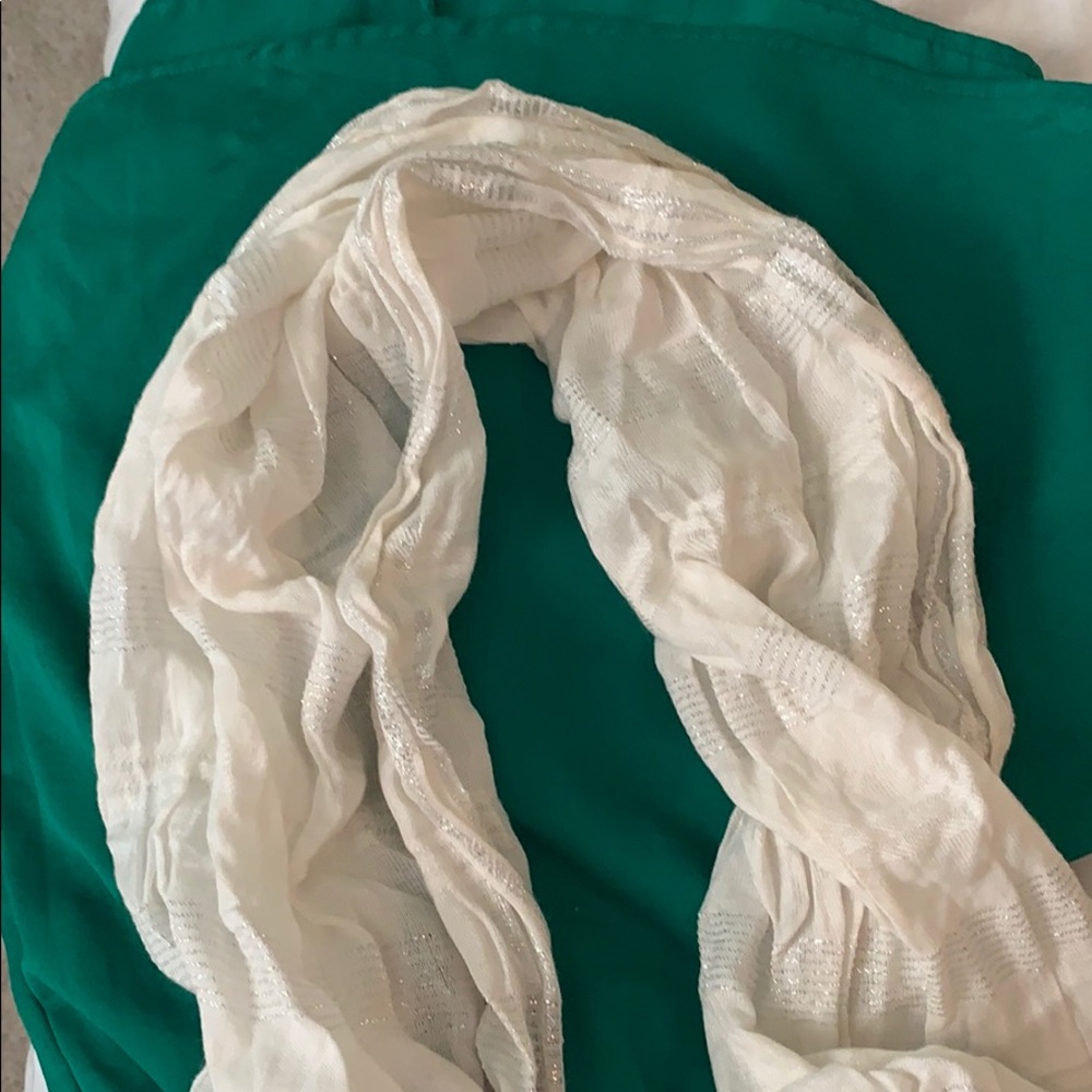 White scarf with silver thread details